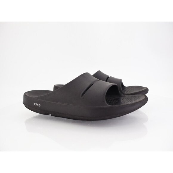 Oofos Men's OOahh Sandal Size 11 Recovery Sport Slide Stress Relief Black Rubber - Picture 1 of 11